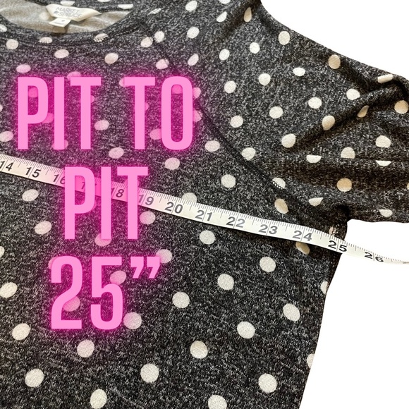 Market & Spruce 2X Women’s 3/4 length sleeve knit black polka dot sweater shirt - Picture 3 of 7